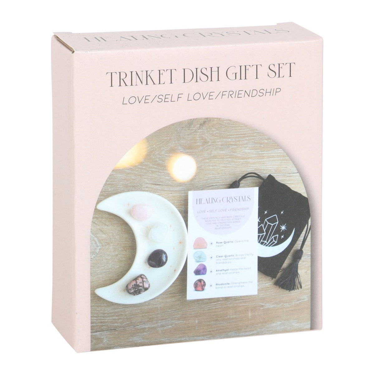 Meilės gydymo kristalų rinkinys su mėnulio lėkštute