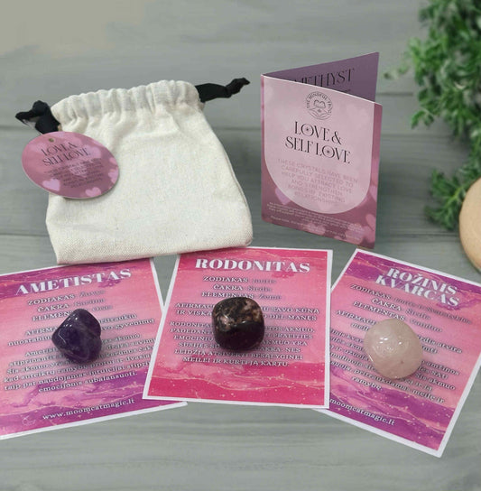 Meilės ir emocinės pusiausvyros kristalų rinkinys